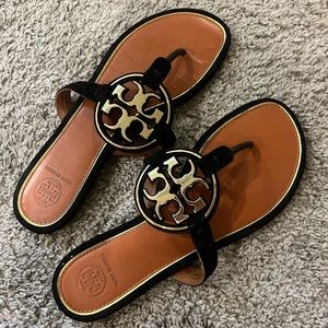 Tory Burch Miller Black and Gold Sandal